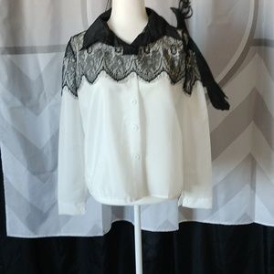 Black and white lace blouse